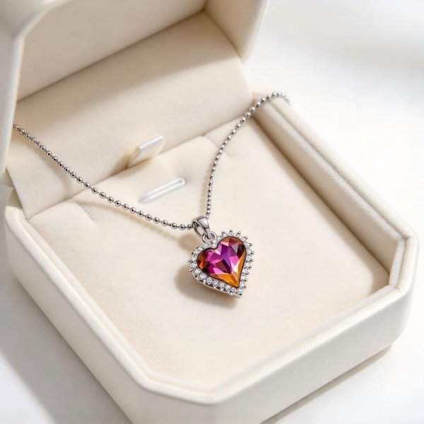 925 Sterling zinc Swarovski One Heart Pendant Necklace